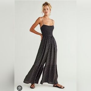Free People Black And White Patterned Jumpsuit Romper, Size M